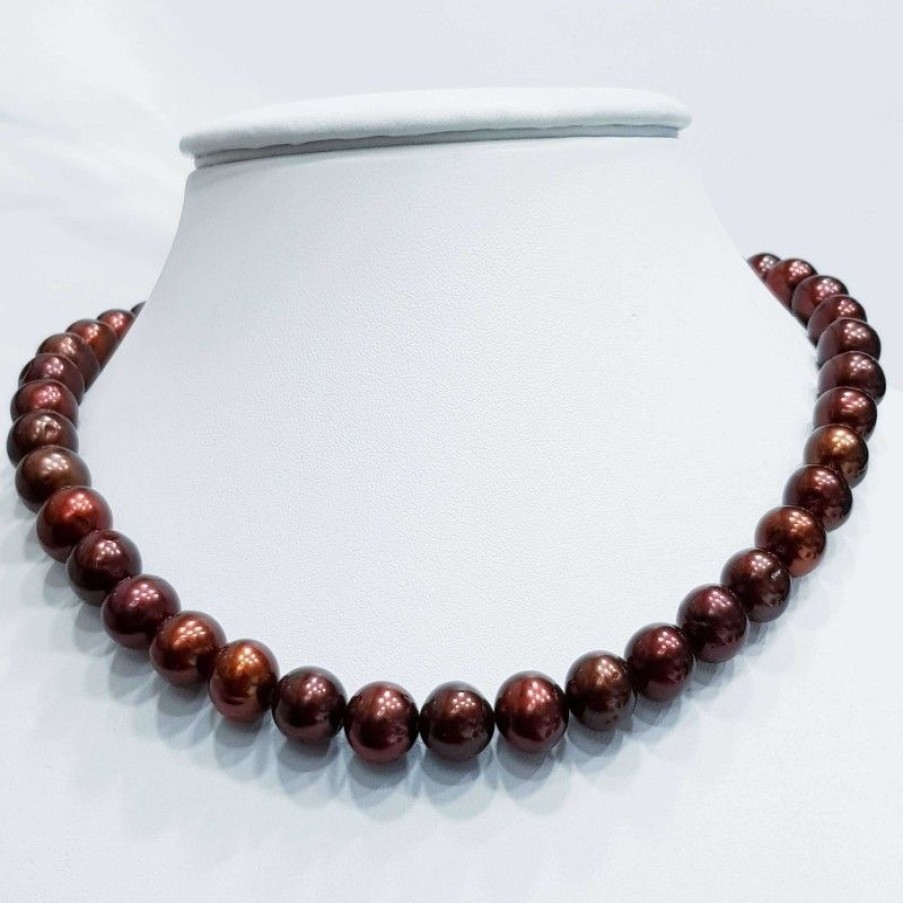 Beads And Thread Beads Diamond Centre | Strand Necklace Beads Biwa Brown Measures From 11 To 12 Mm Length 40 Cm