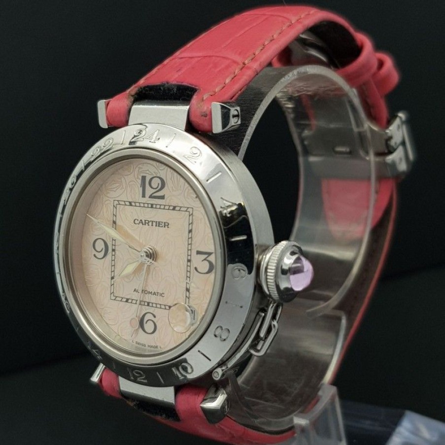 Used Watches CARTIER | Cartier Pasha C Gmt 2377 Mother Of Pearl Dial Very Good Condition Stahl ...