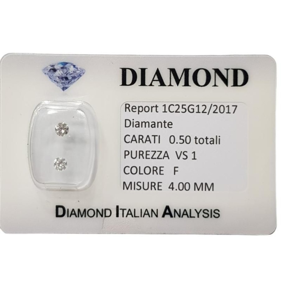 Certified Diamonds Diamond Centre | Pair Diamonds For Earrings 0.50 F Vs1 In Sealed Blister