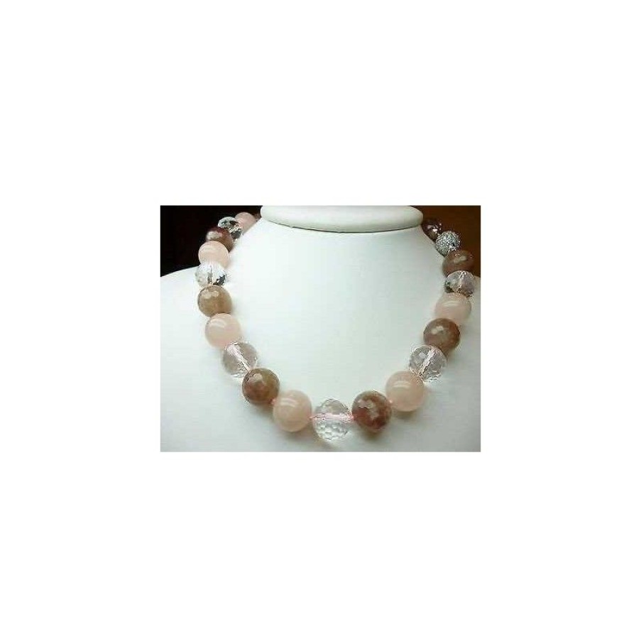 Gems Jewelry Diamond Centre | Necklace Rose Quartz Phirite The Stone Of The Sun Closing Silver Th...