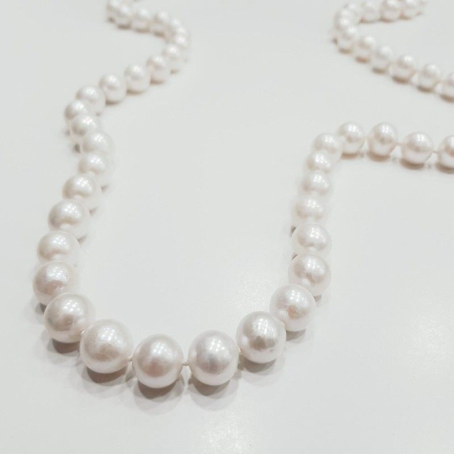 Gold Jewelry Self-Produced | White Akoya Pearls Necklace 11 - 11.5 Mm - Length Selectable