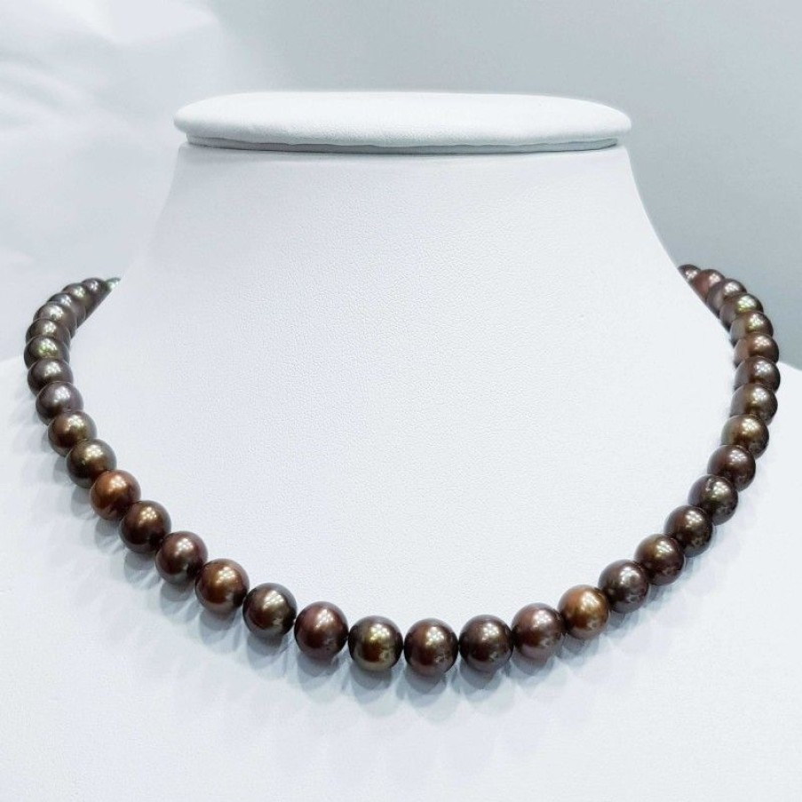 Beads And Thread Beads Diamond Centre | Strand Necklace Beads Biwa Brown Size From 6 To 6.5 Mm Length 40Cm