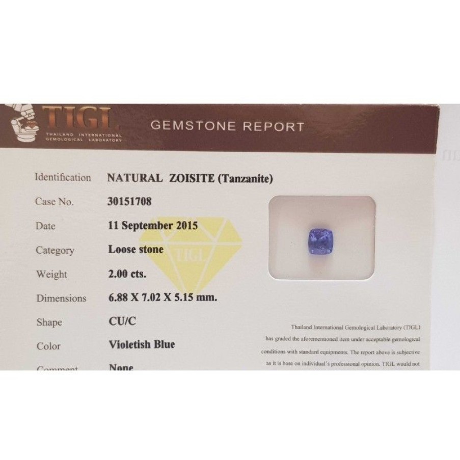 Gem Diamond Centre | Natural Tanzanite Princess Certified Tigl 2.00 Ct In Blister-R...