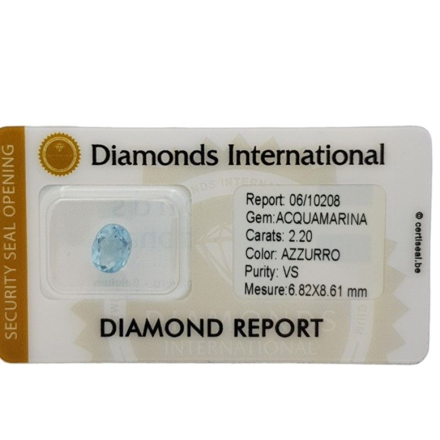 Gem Diamond Centre | Aquamarine Oval Cut 2.20 Ct Certified In Sealed Blister