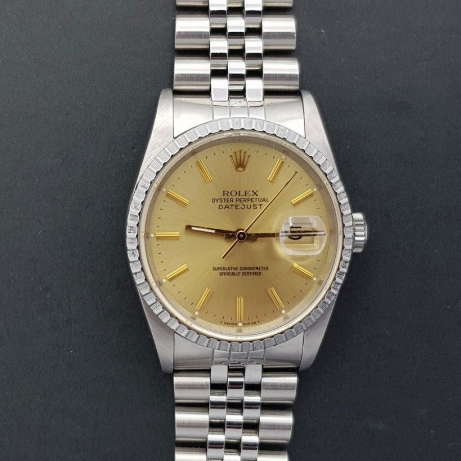 Used Watches ROLEX | Rolex Datejust 36Mm 16220 Lemon Dial Very Good Condition Stahl Stee...