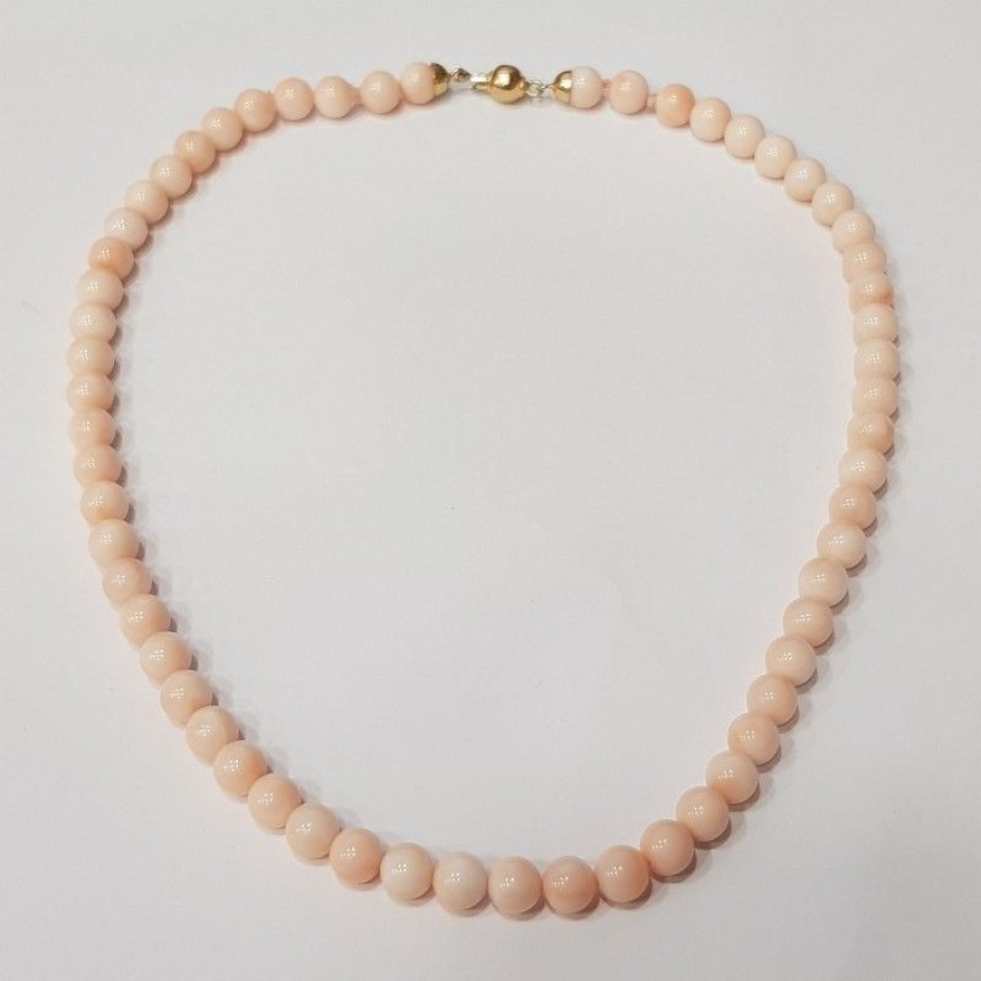 Gems Jewelry Diamond Centre | Pink Coral Necklace With 18Kt Gold Susta-Length 48Cm