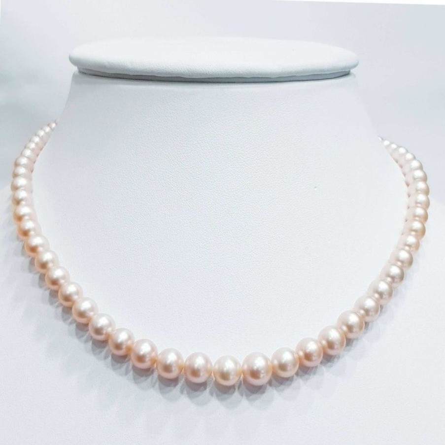 Beads And Thread Beads Diamond Centre | Strand Necklace Beads Biwa Salmon Size From 5 To 8.5 Mm Length 42Cm