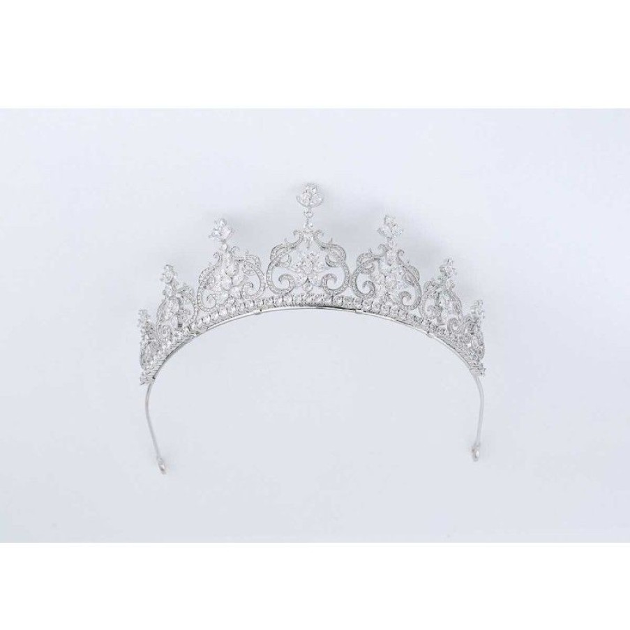 Silver Jewelry Diamond Centre | 18K Rhodium Plated Silver Tiara And Gems-Mod2