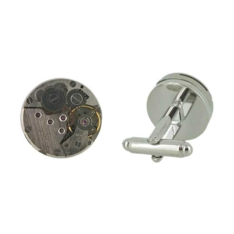 Steel Jewelry Diamond Centre | Watch Cufflinks With Working Mechanism 2.1 Cm Diameter