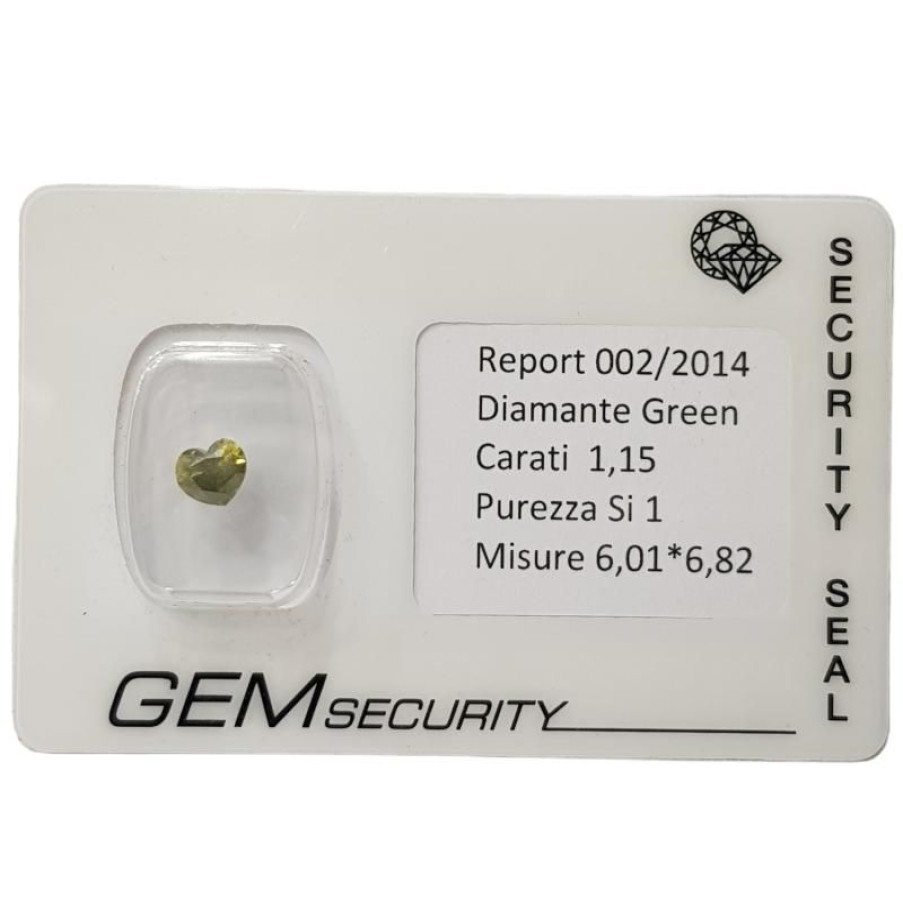 Certified Diamonds Diamond Centre | Green Heart Diamond 1.15 Ct Si1 In Blister Certificate China Manufacturer