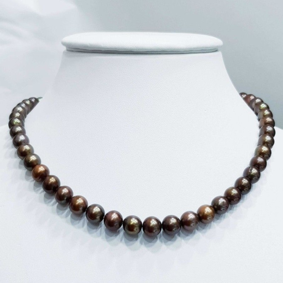 Beads And Thread Beads Diamond Centre | Strand Necklace Beads Biwa Brown Size From 8.5 To 9Mm Length 40Cm