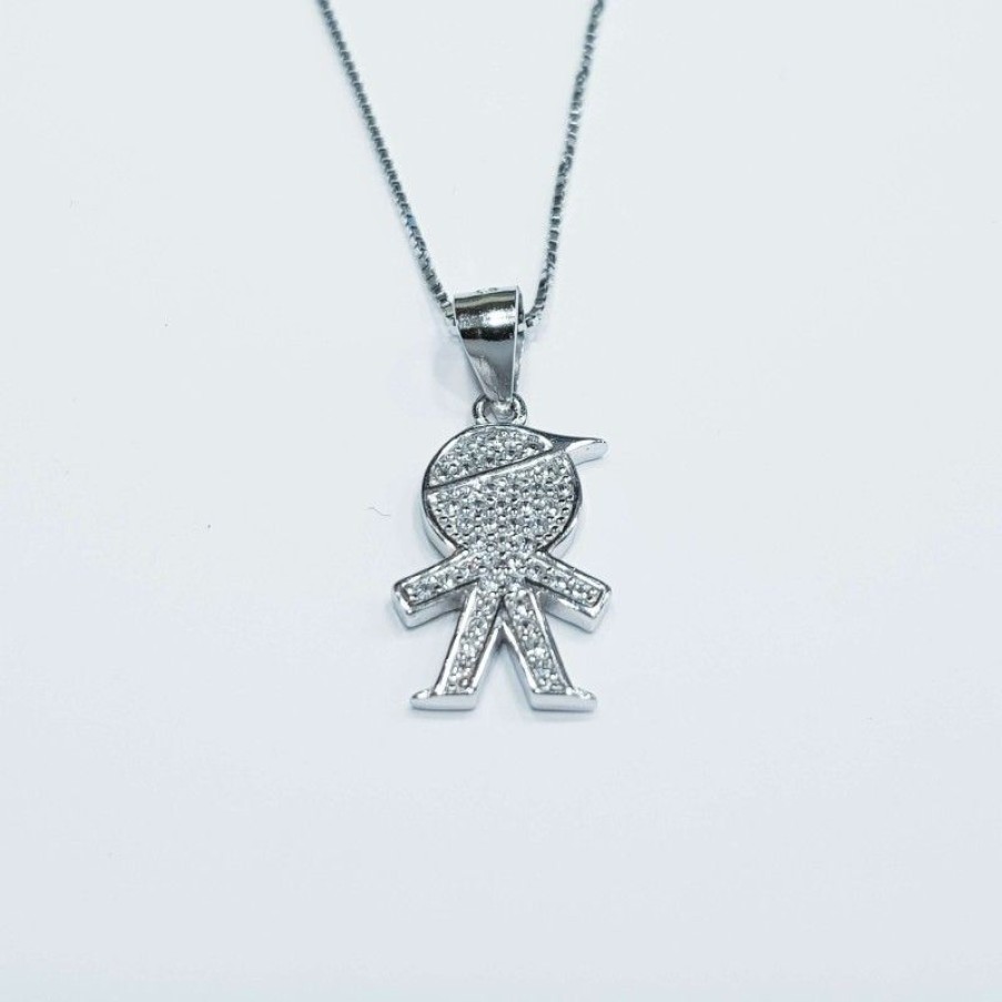 Silver Jewelry Diamond Centre | Baby Pendant In Silver 925 Rhodium Plated Gold