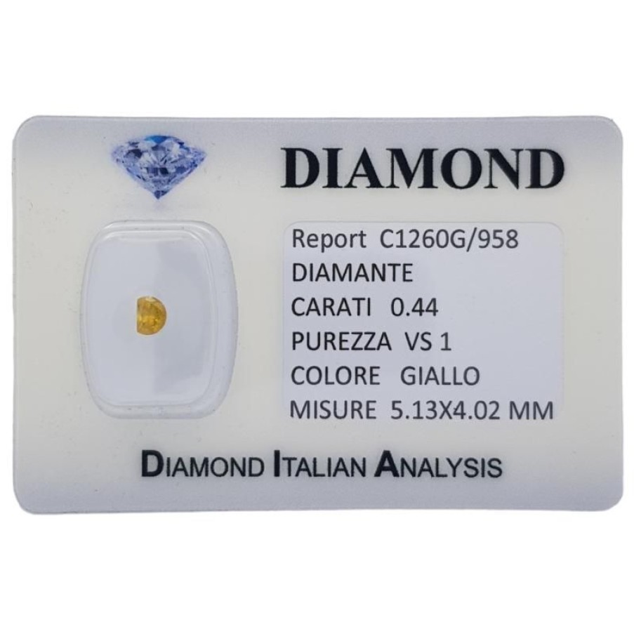 Certified Diamonds Diamond Centre | Yellow Diamond Fancy Cut 0.44 Ct In Blister Certificate