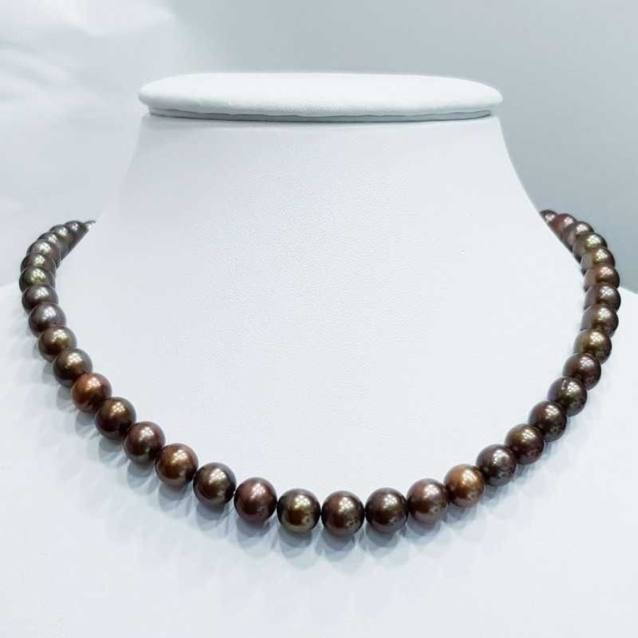 Beads And Thread Beads Diamond Centre | Strand Necklace Beads Biwa Brown Size From 7 To 7.5 Mm Length 40Cm