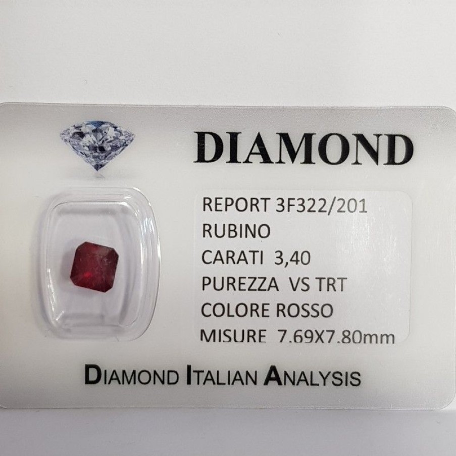 Gem Diamond Centre | Bright Red Ruby Certified 3.40 Carat Purity Vs Trt In Blister