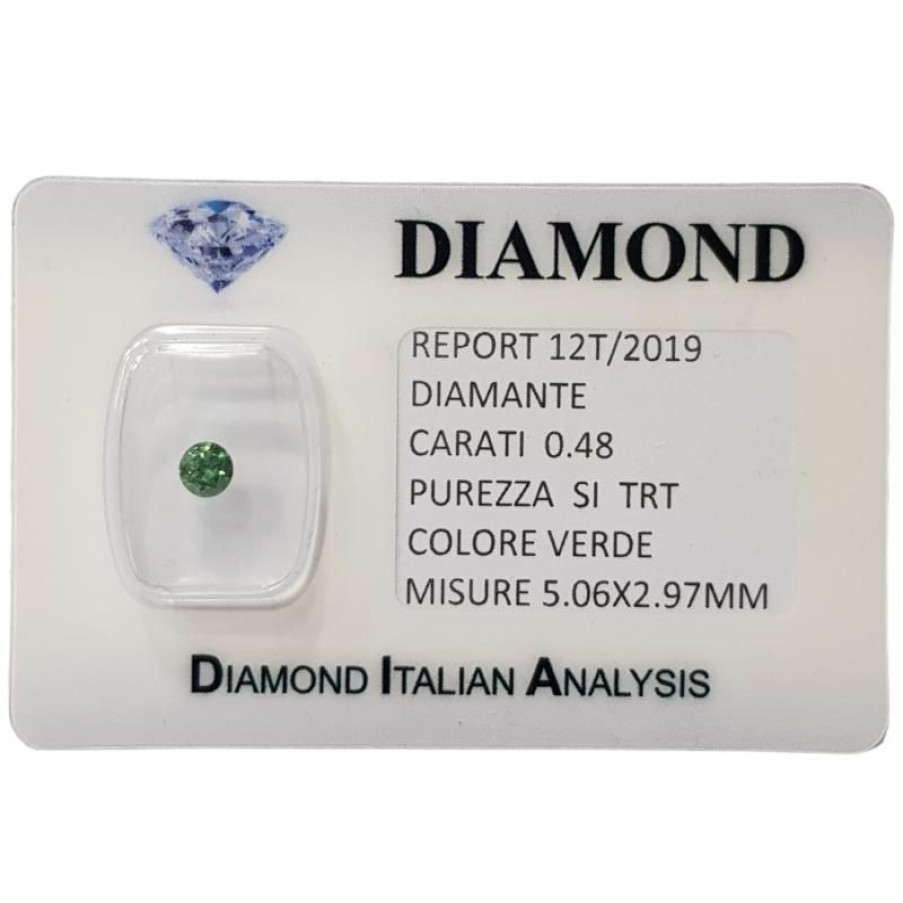 Certified Diamonds Diamond Centre | Diamond Round Green 0.48 Ct Si In Blister Certificate China Manufacturer