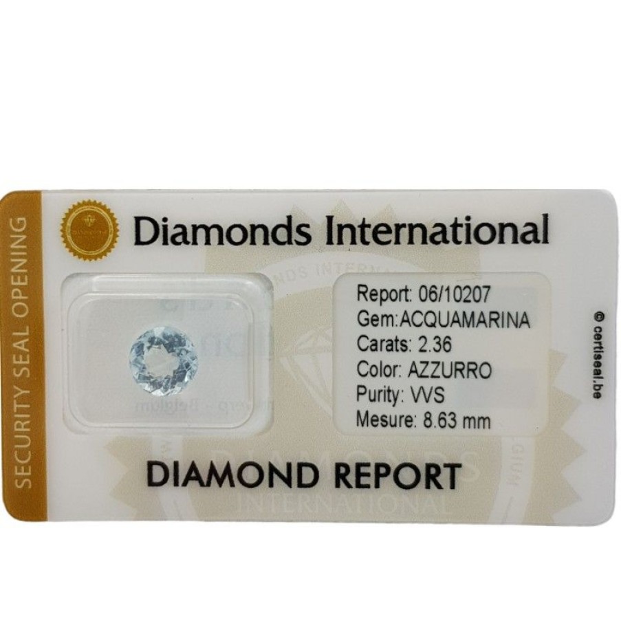 Gem Diamond Centre | Aquamarine Round Cut 2.36 Ct Certified In Sealed Blister