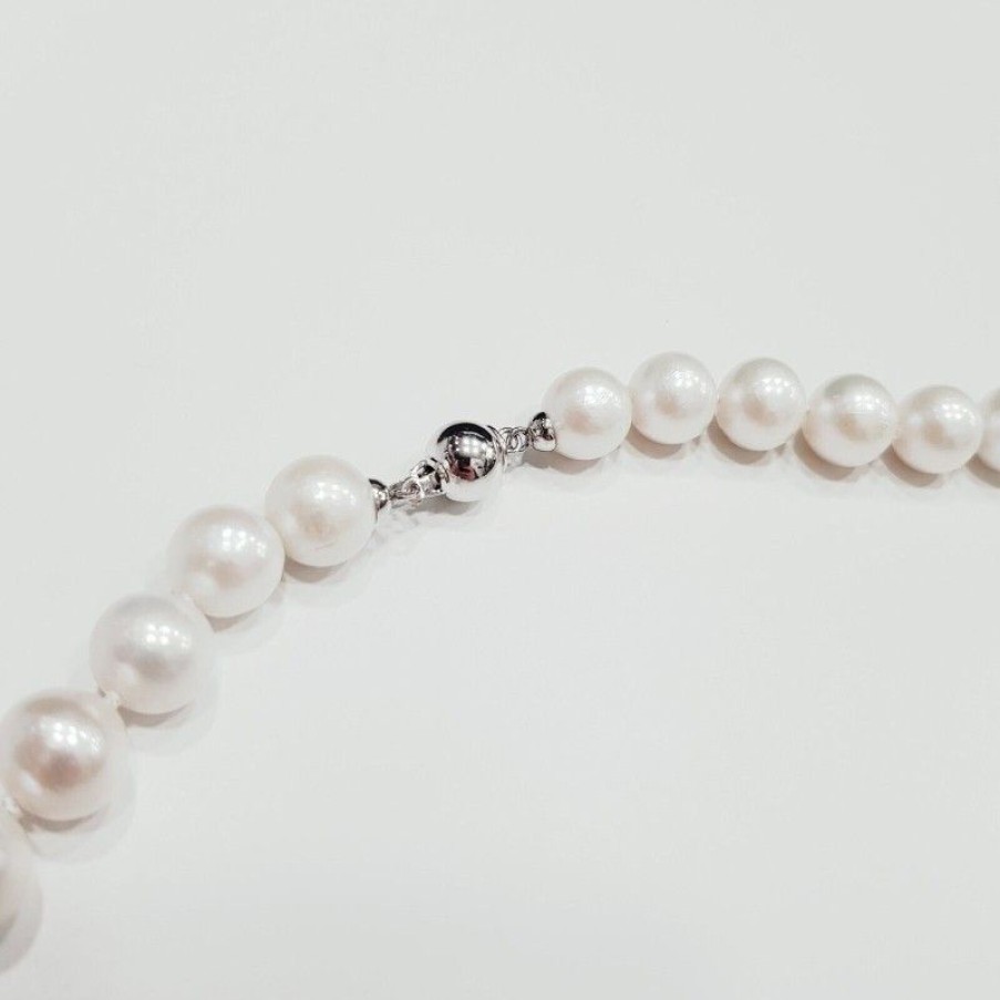 Gold Jewelry Self-Produced | White Akoya Beads Necklace 6 - 6.5 Mm - Length Selectable