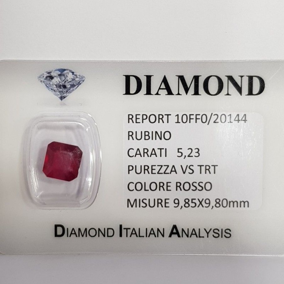 Gem Diamond Centre | Bright Red Ruby Certified 5.23 Carat Purity Vs Trt In Blister