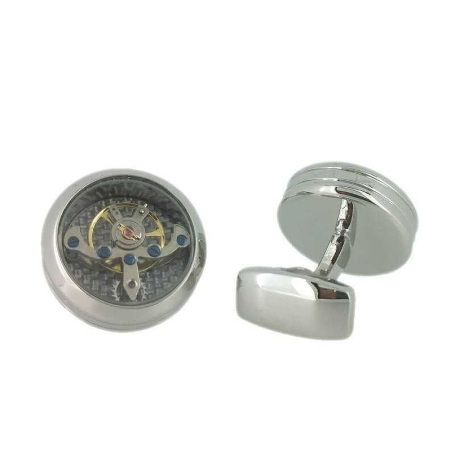 Steel Jewelry Diamond Centre | Cufflinks With Working Mechanism 2.1 Cm Diameter