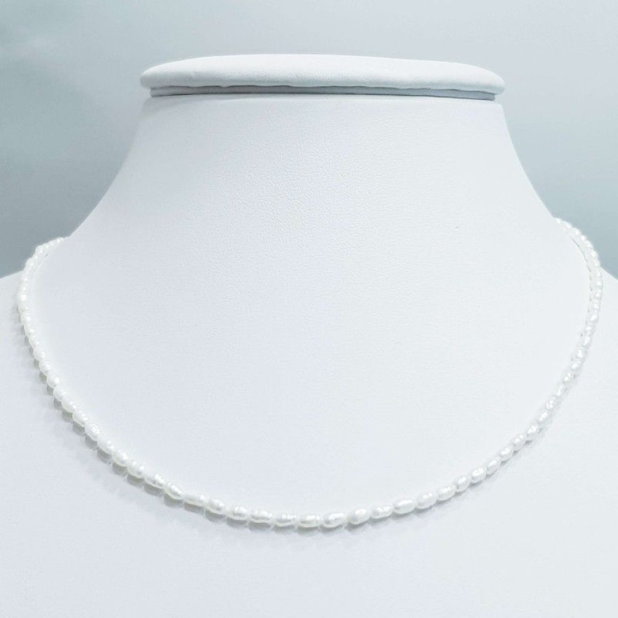 Beads And Thread Beads Diamond Centre | White Baroque Pearl Necklace Thread Size 2Mm Length 40Cm