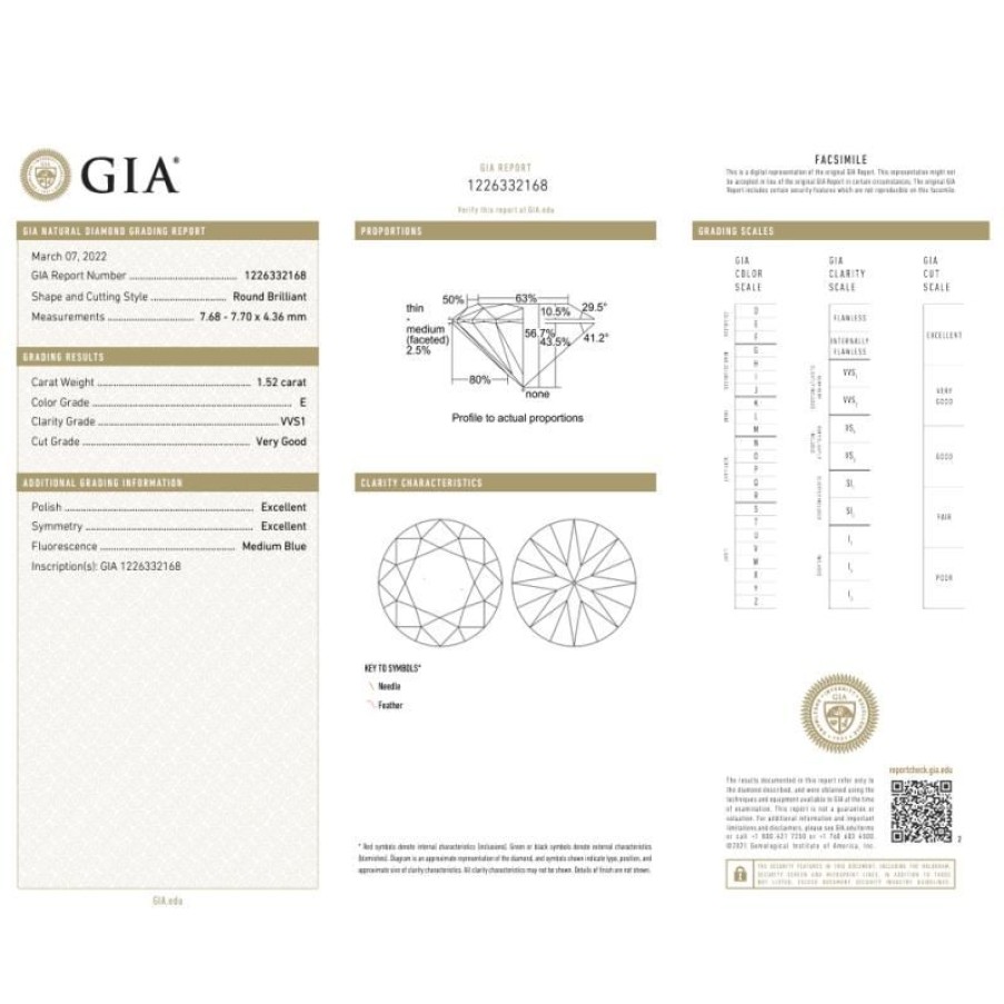 Certified Diamonds GIA | Diamond Certified Gia 1.52 E Vvs1 - Rep.1226332168 Laser Inscrip...