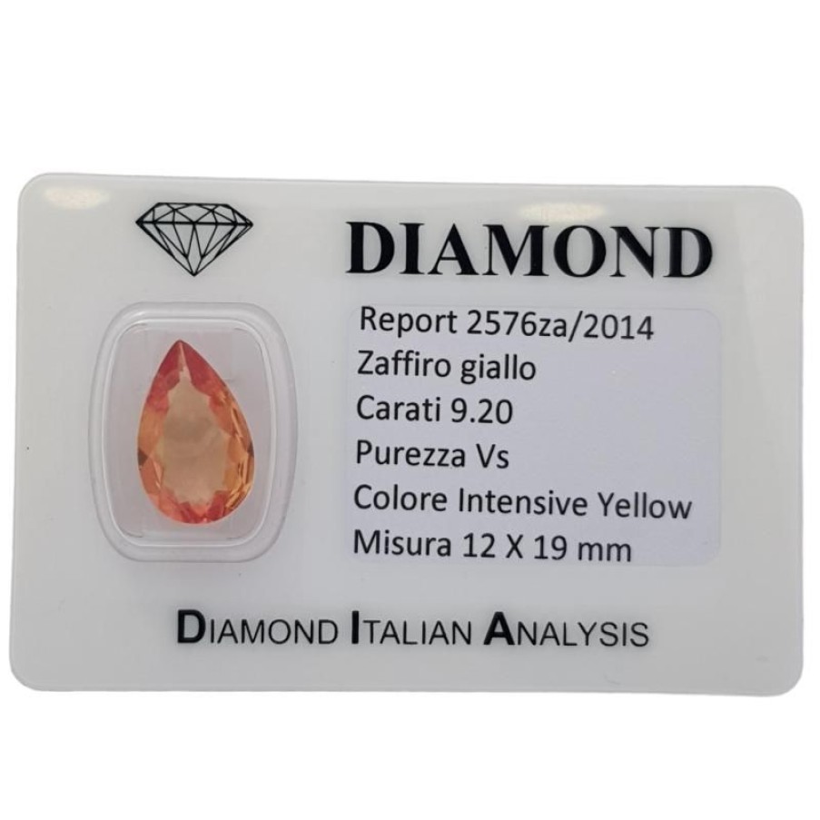 Gem Diamond Centre | Yellow Sapphire 9.20 Ct Drop Cut In Blister Certified