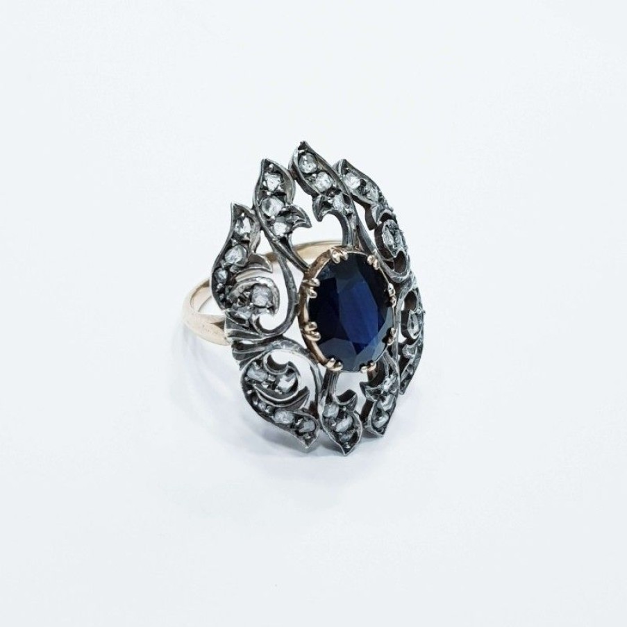 Vintage Jewelry Diamond Centre | Antique Vintahe Sapphire Diamond Ring