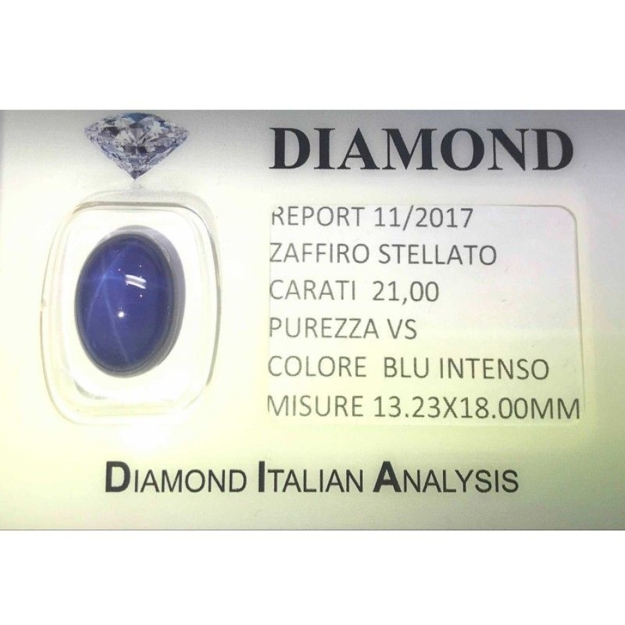 Gem Diamond Centre | Blue Star Sapphire Certified 21.00 Carat Purity Vs In Blister